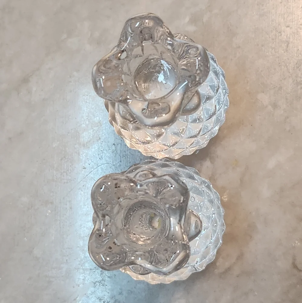 Williams Sonoma Glass Pineapple Tiny Tapers Candle Holders (Set of 2)